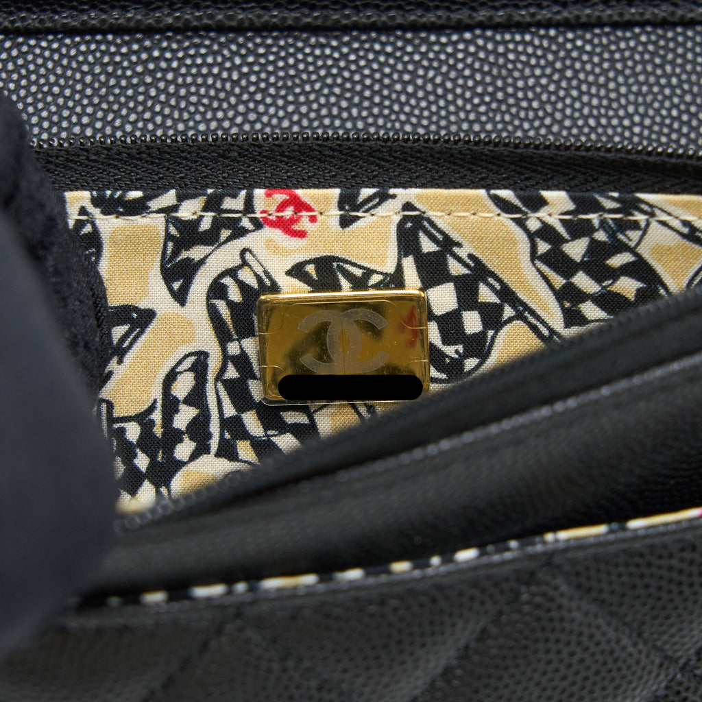 CHANEL 23C GIANT CC LOGO WALLET ON CHAIN CAVIAR BLACK LGHW (MICROCHIP)