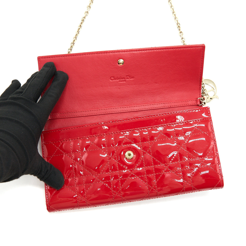 DIOR LADY DIOR WALLET ON CHAIN RED LGHW