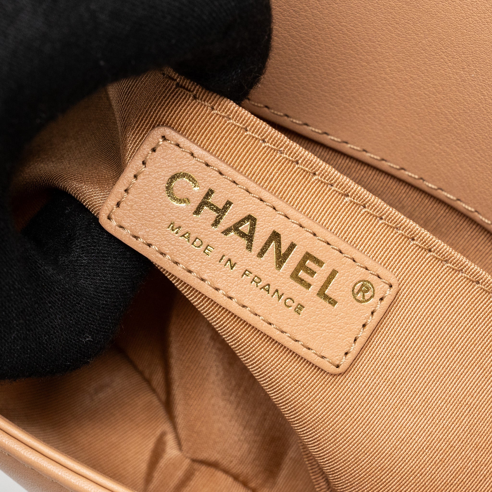 CHANEL SMALL BOY BAG LIMITED EDITION CALFSKIN DARK BEIGE GHW
