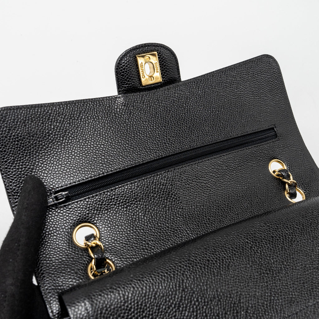 CHANEL MEDIUM CLASSIC DOUBLE FLAP BAG CAVIAR BLACK GHW