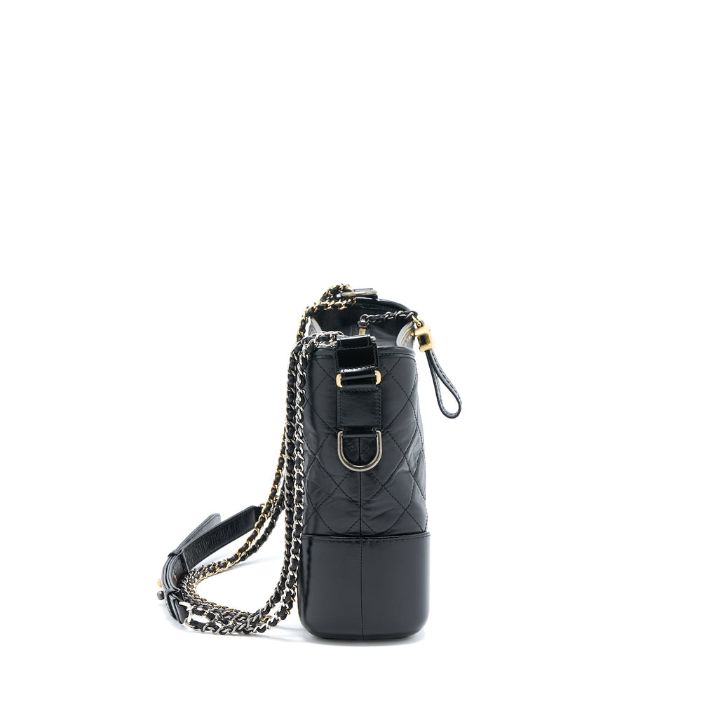 CHANEL LARGE GABRIELLE HOBO BAG AGED CALFSKIN BLACK MULTICOLOUR HARDWARE