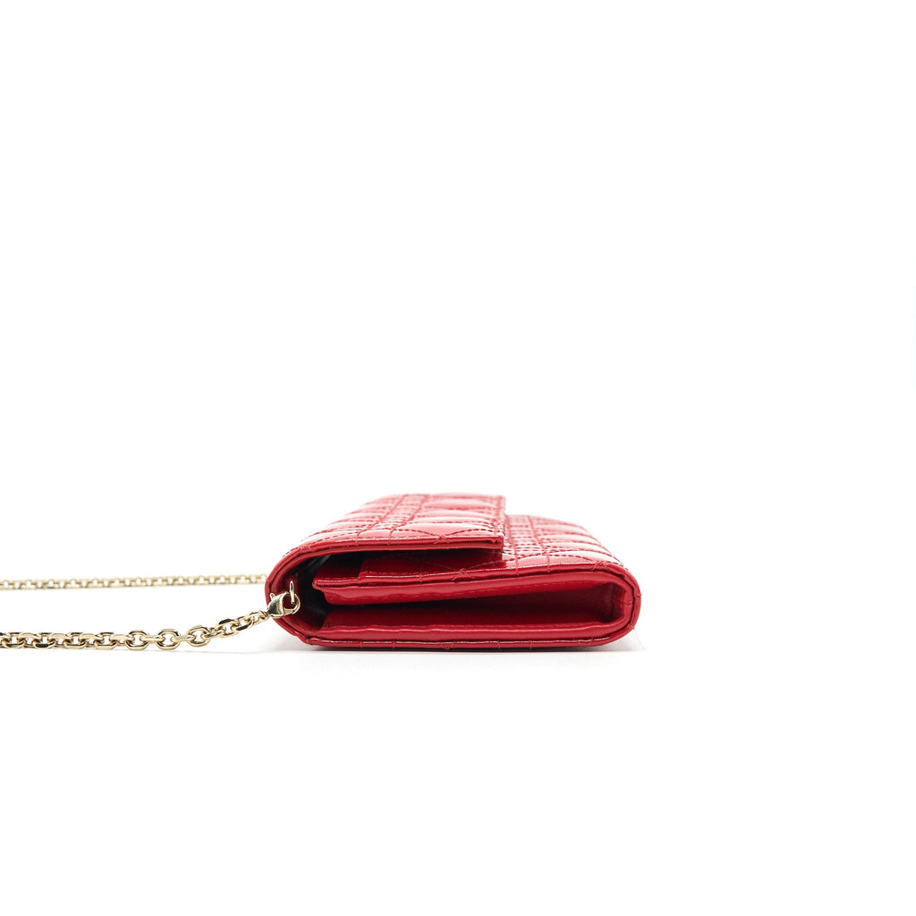 DIOR LADY DIOR WALLET ON CHAIN RED LGHW