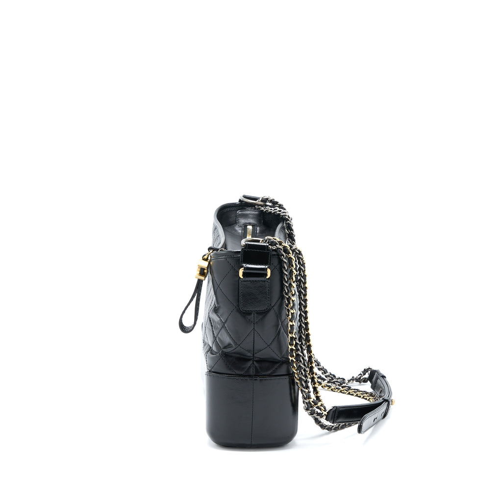 CHANEL LARGE GABRIELLE HOBO BAG AGED CALFSKIN BLACK MULTICOLOUR HARDWARE