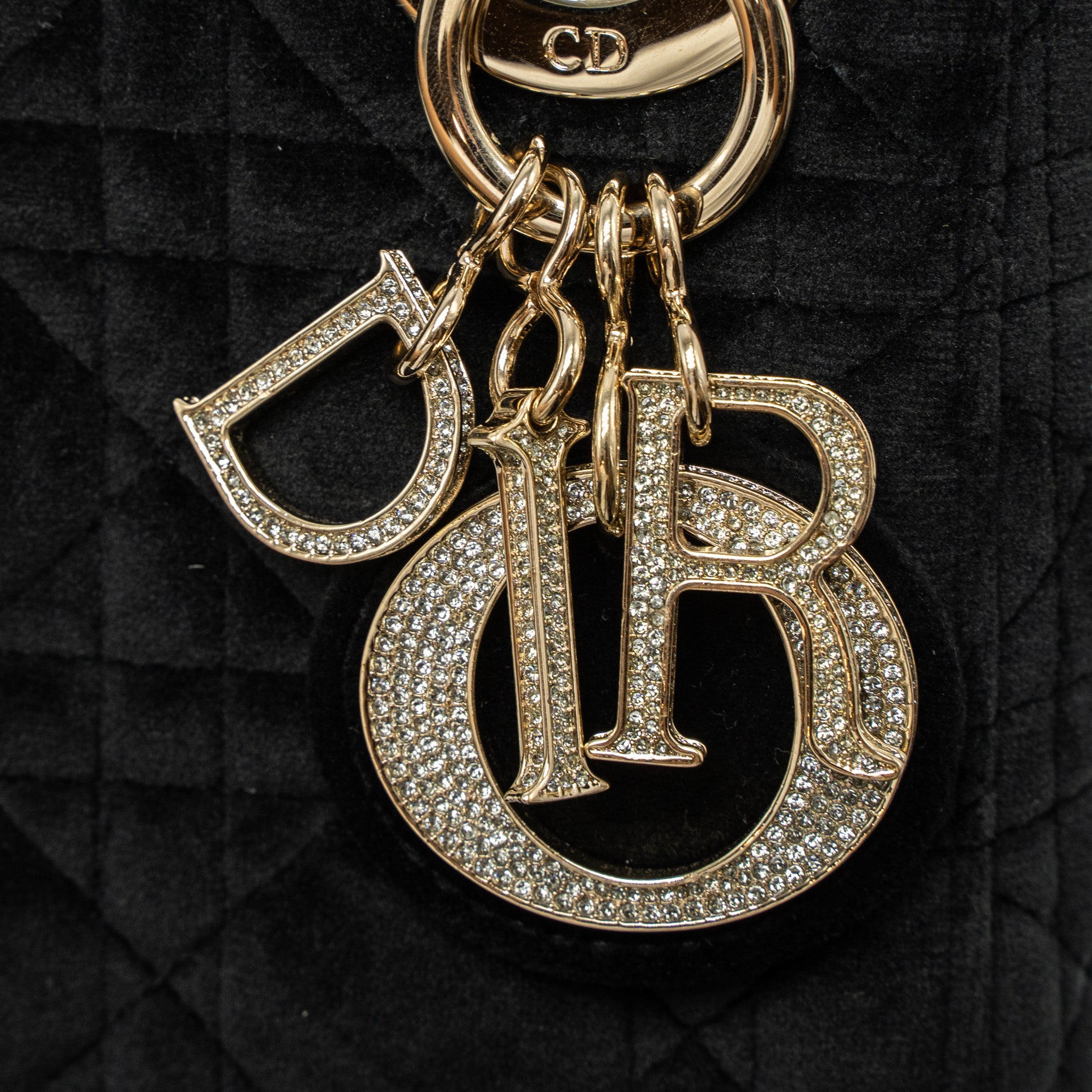DIOR MINI LADY DIOR VELVET BLACK LGHW