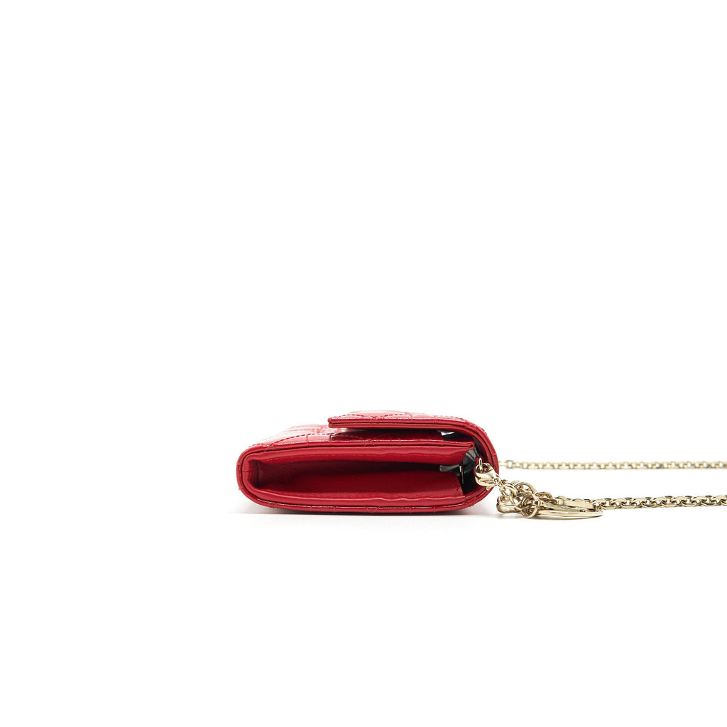 DIOR LADY DIOR WALLET ON CHAIN RED LGHW
