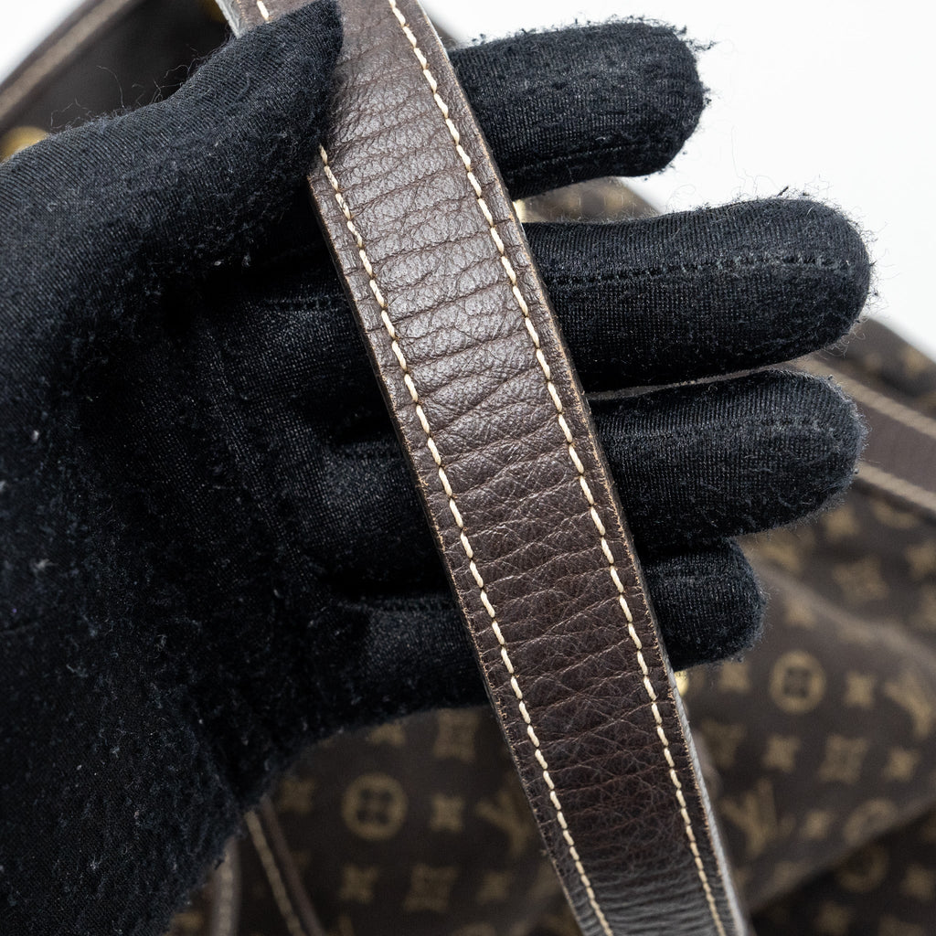 LOUIS VUITTON LIN NOE BAG FABRIC / LEATHER EBENE GHW