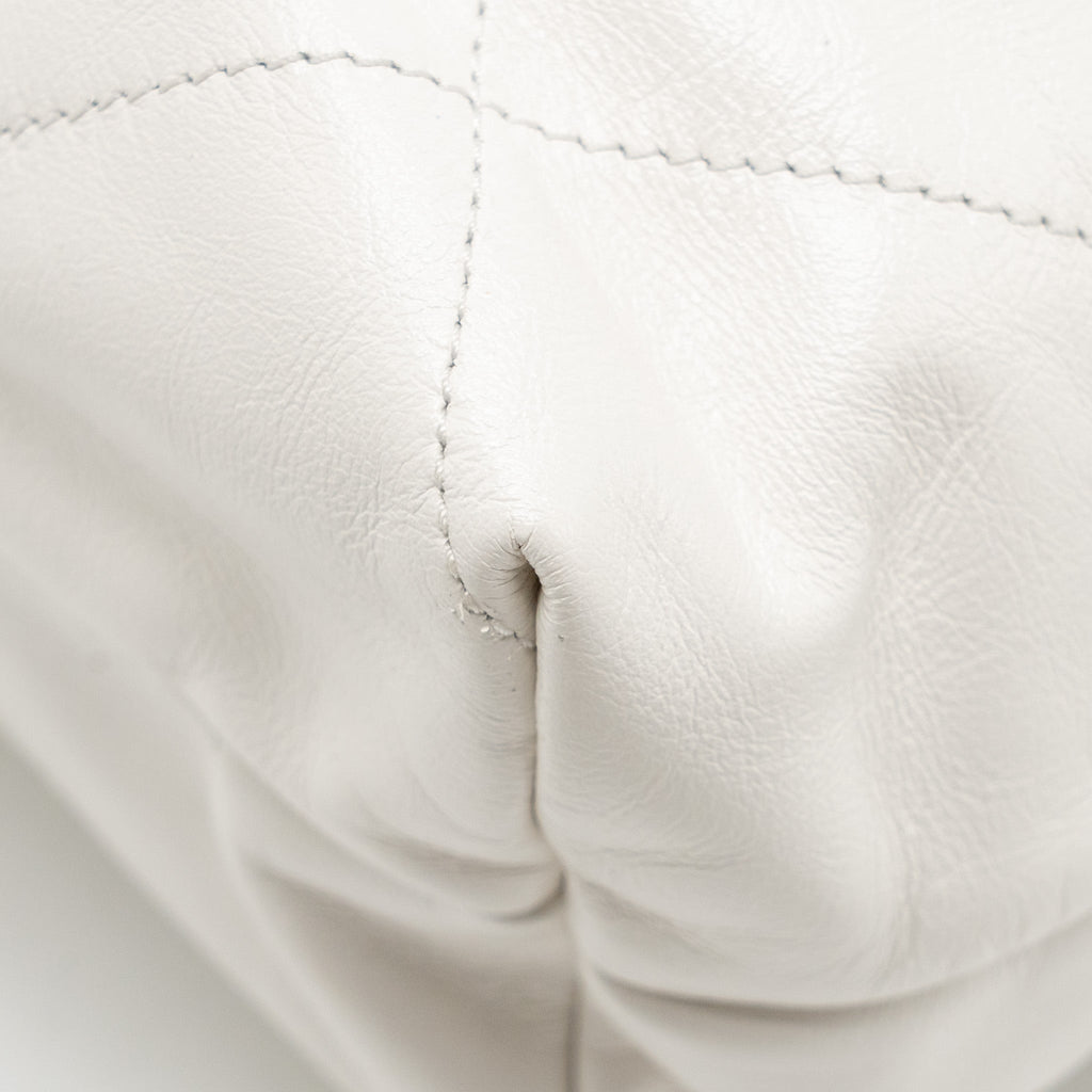 CHANEL LARGE 22 BAG SHINY CALFSKIN WHITE GHW (MICROCHIP)