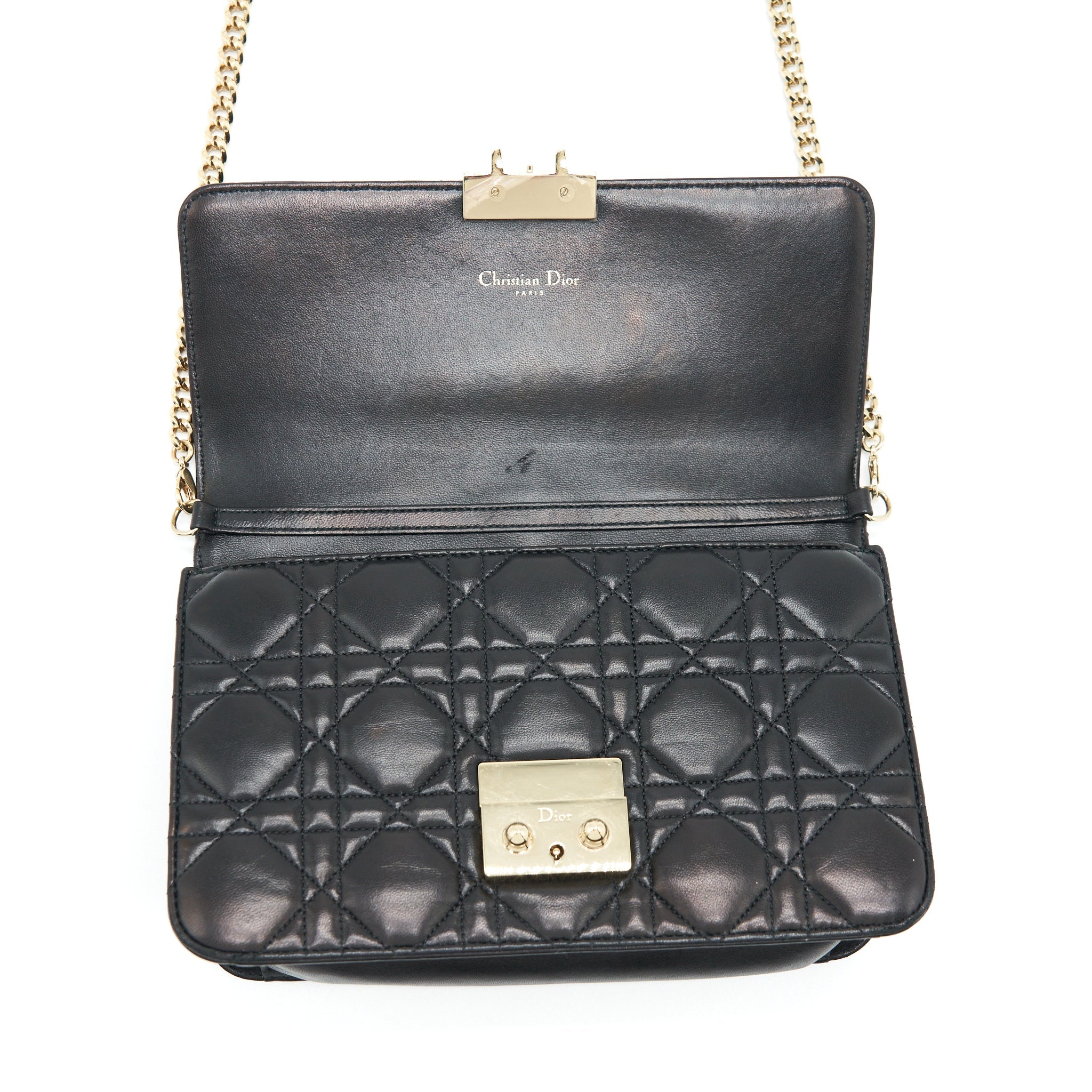 DIOR MISS DIOR MINI CROSSBODY CHAIN BAG LAMBSKIN BLACK LGHW