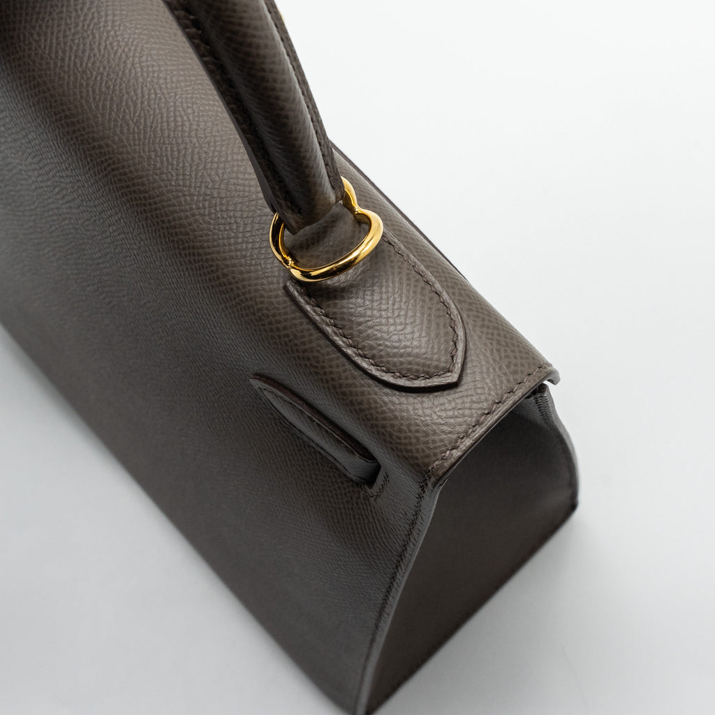 HERMES KELLY28 SELLIER EPSOM GRIS ETAIN GHW