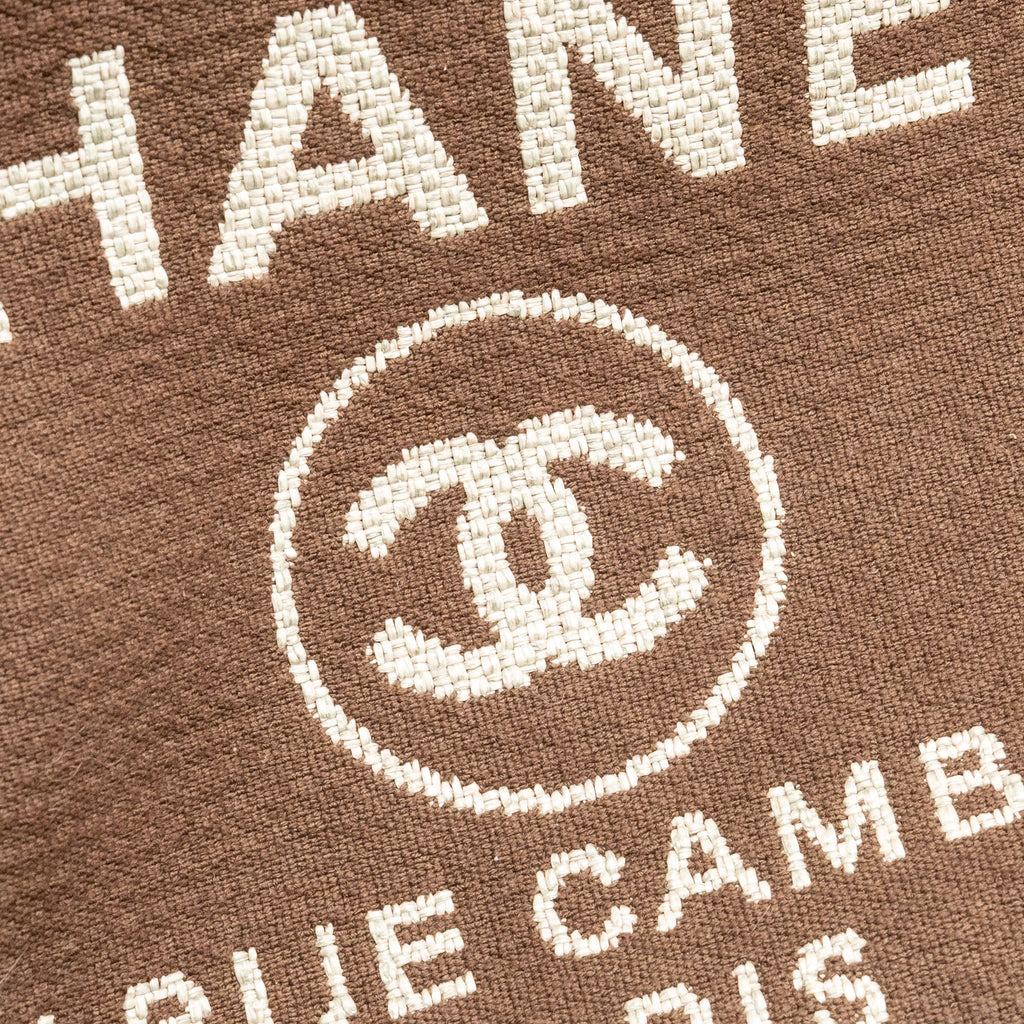 CHANEL DEAUVILLE TOTE BAG CANVAS DARK BROWN LGHW (MICROCHIP)