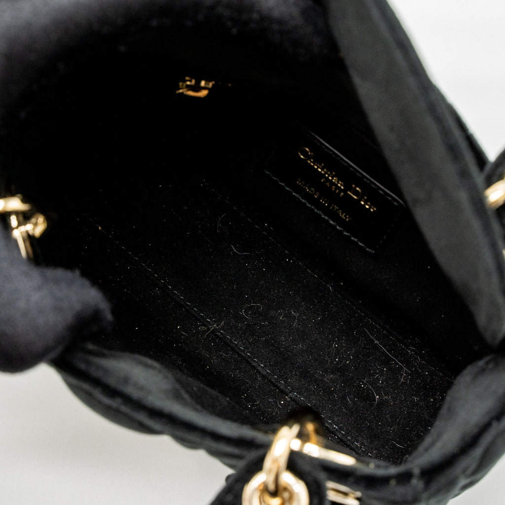 DIOR MINI LADY DIOR VELVET BLACK LGHW