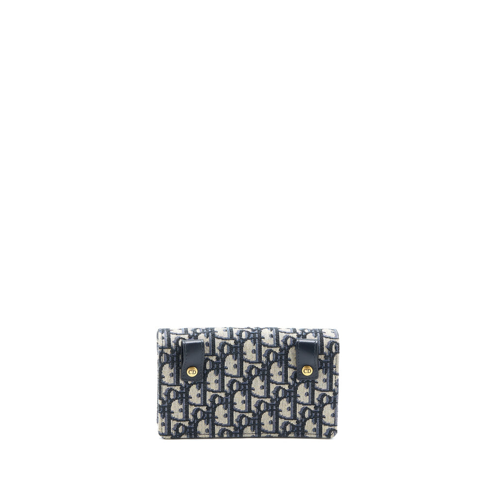 DIOR SADDLE BELT BAG BLUE OBLIQUE JACQUARD CANVAS GHW