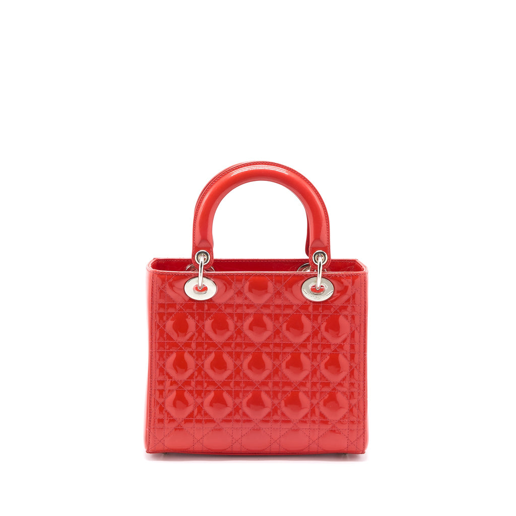 DIOR MEDIUM LADY DIOR PATENT CORAL SHW