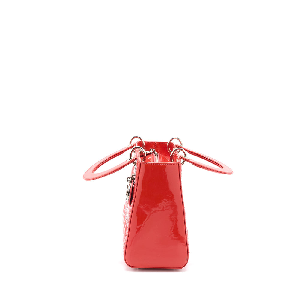 DIOR MEDIUM LADY DIOR PATENT CORAL SHW