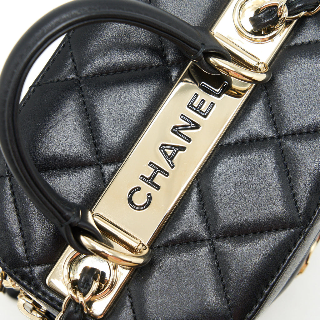 CHANEL TRENDY CC ROUND VANITY CASE CROSSBODY BAG LAMBSKIN BLACK LGHW