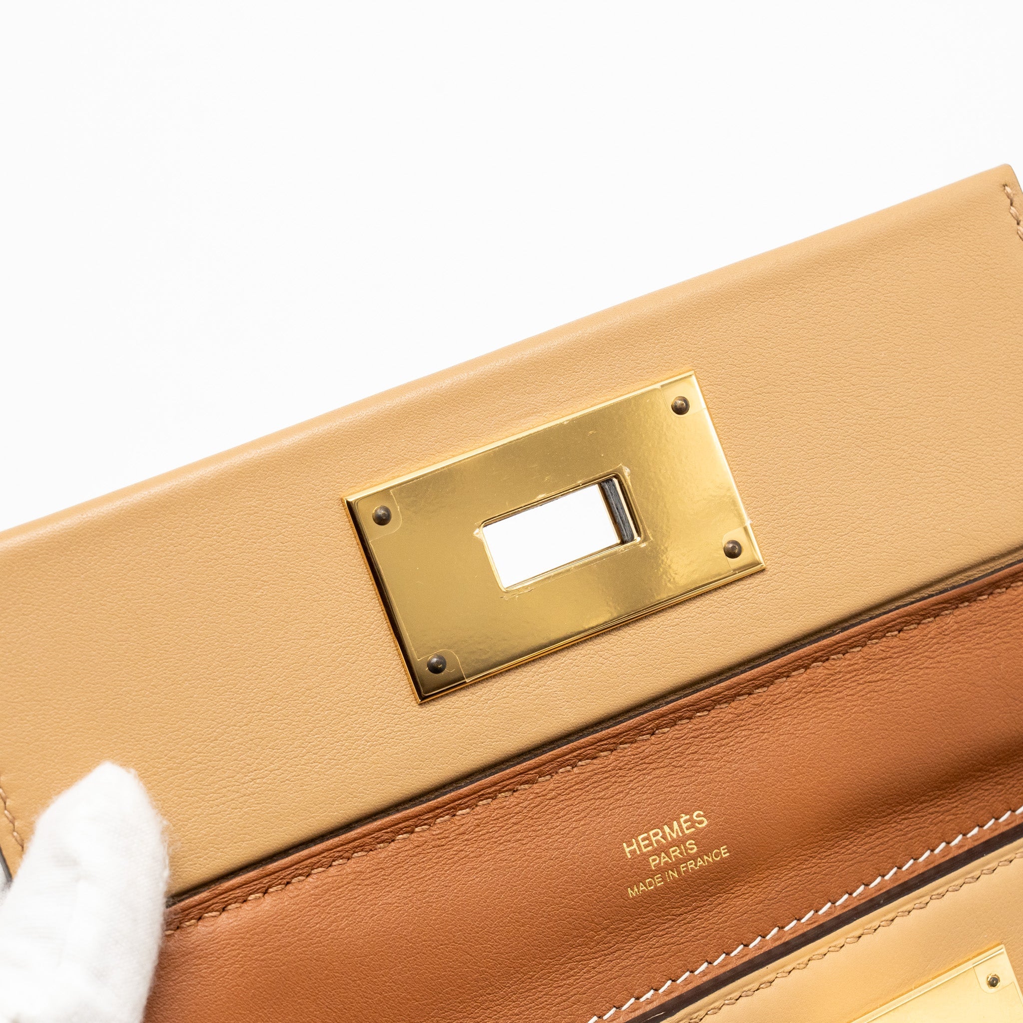 HERMES MINI 2424 24/24-21 BAG EVERCOLOR/SWIFT CHAI/FAUVE GHW
