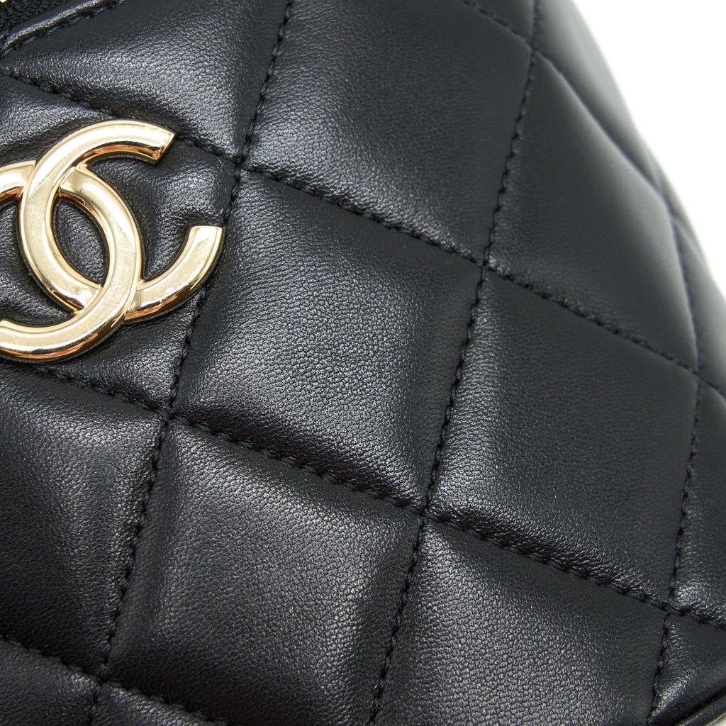 CHANEL TRENDY CC ROUND VANITY CASE CROSSBODY BAG LAMBSKIN BLACK LGHW