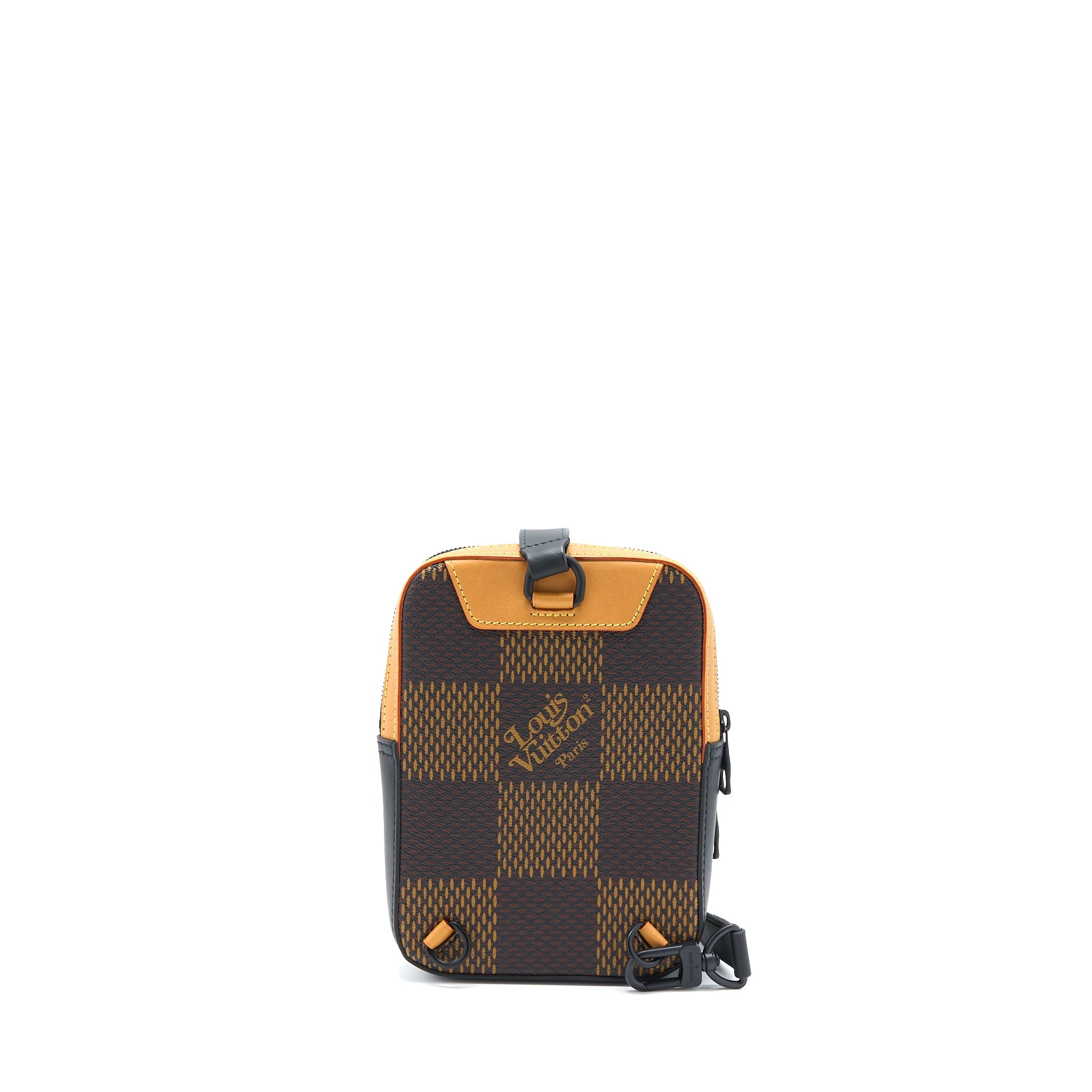 LOUIS VUITTON NIGO AMAZONE SLING BAG DAMIER EBENE CANVAS BROWN BLACK HARDWARE