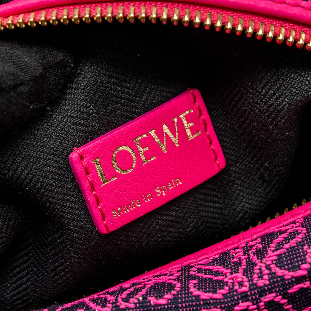 LOEWE SMALL CUBI BAG ANAGRAM JACQUARD/CALFSKIN PINK/ BLACK GHW