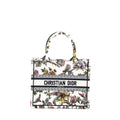 DIOR SMALL BOOK TOTE DIOR PETITES FLEURS EMBROIDERY CANVAS WHITE MULTICOLOUR