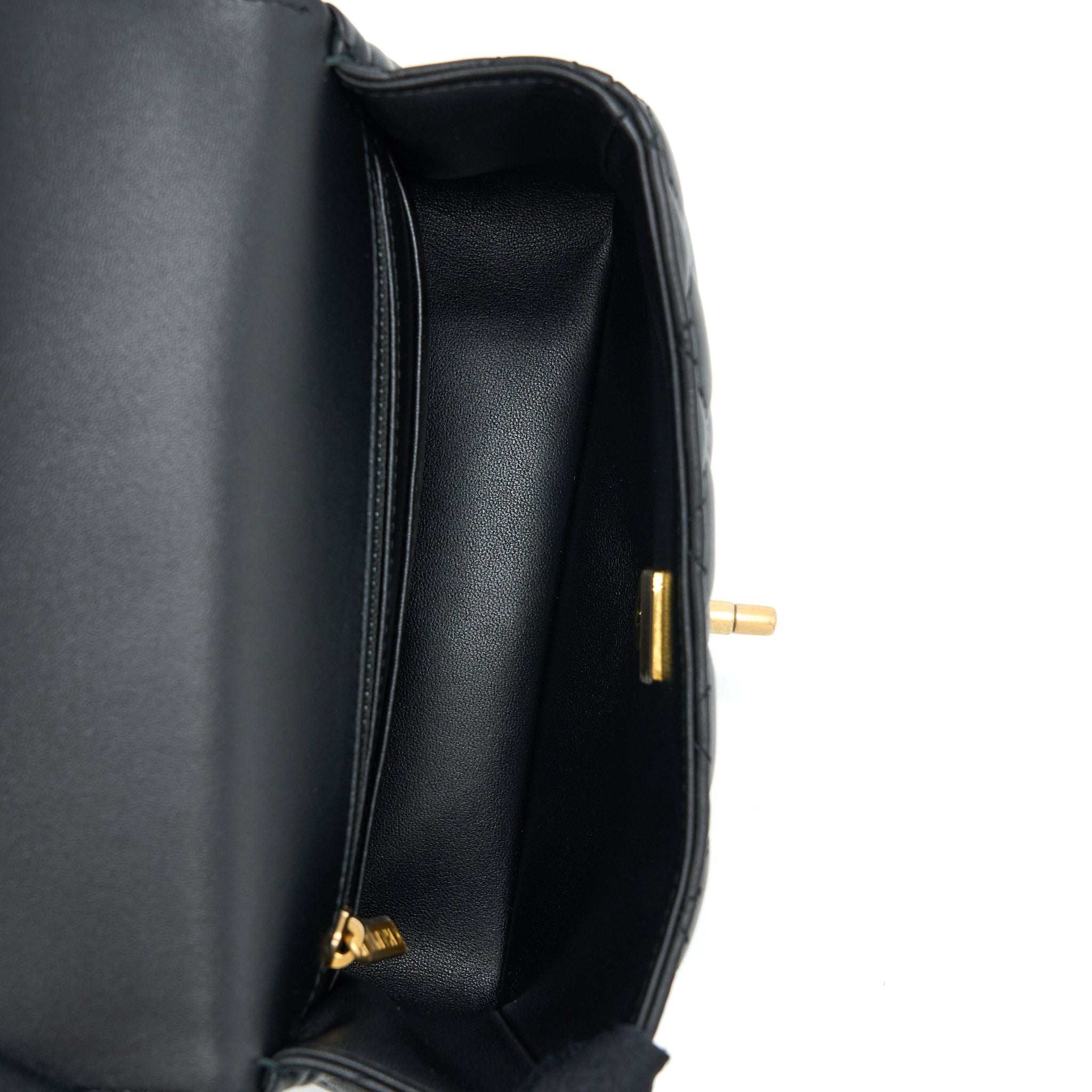 CHANEL SEASONAL FLAP BAG WITH DETAIL CHAIN LAMBSKIN BLACK BRUSHED GHW (MICROCHIP)