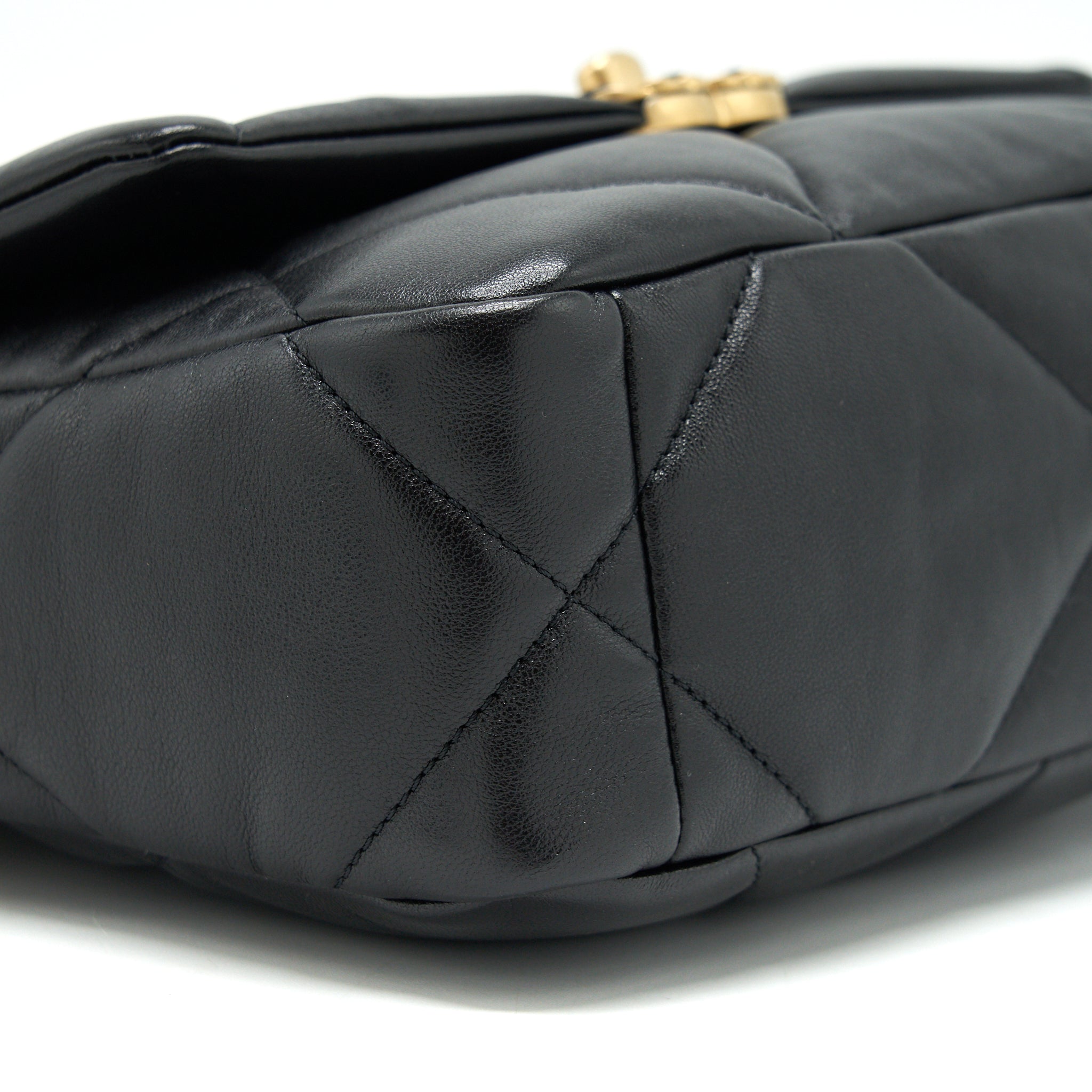 CHANEL 19 FLAP BAG SMALL LAMBSKIN BLACK GOLD/SLIVER HARDWARE