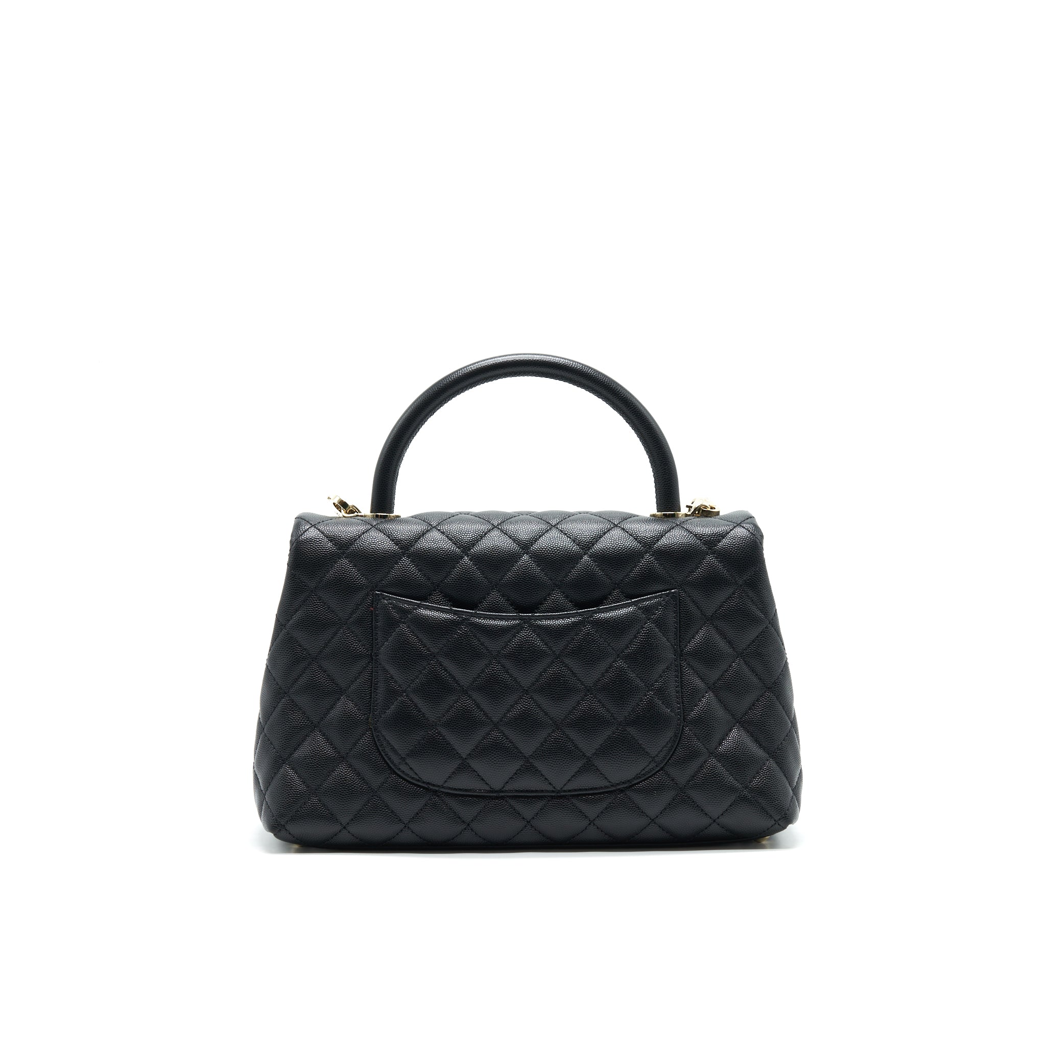CHANEL SMALL COCO HANDLE FLAP BAG CAVIAR BLACK LGHW