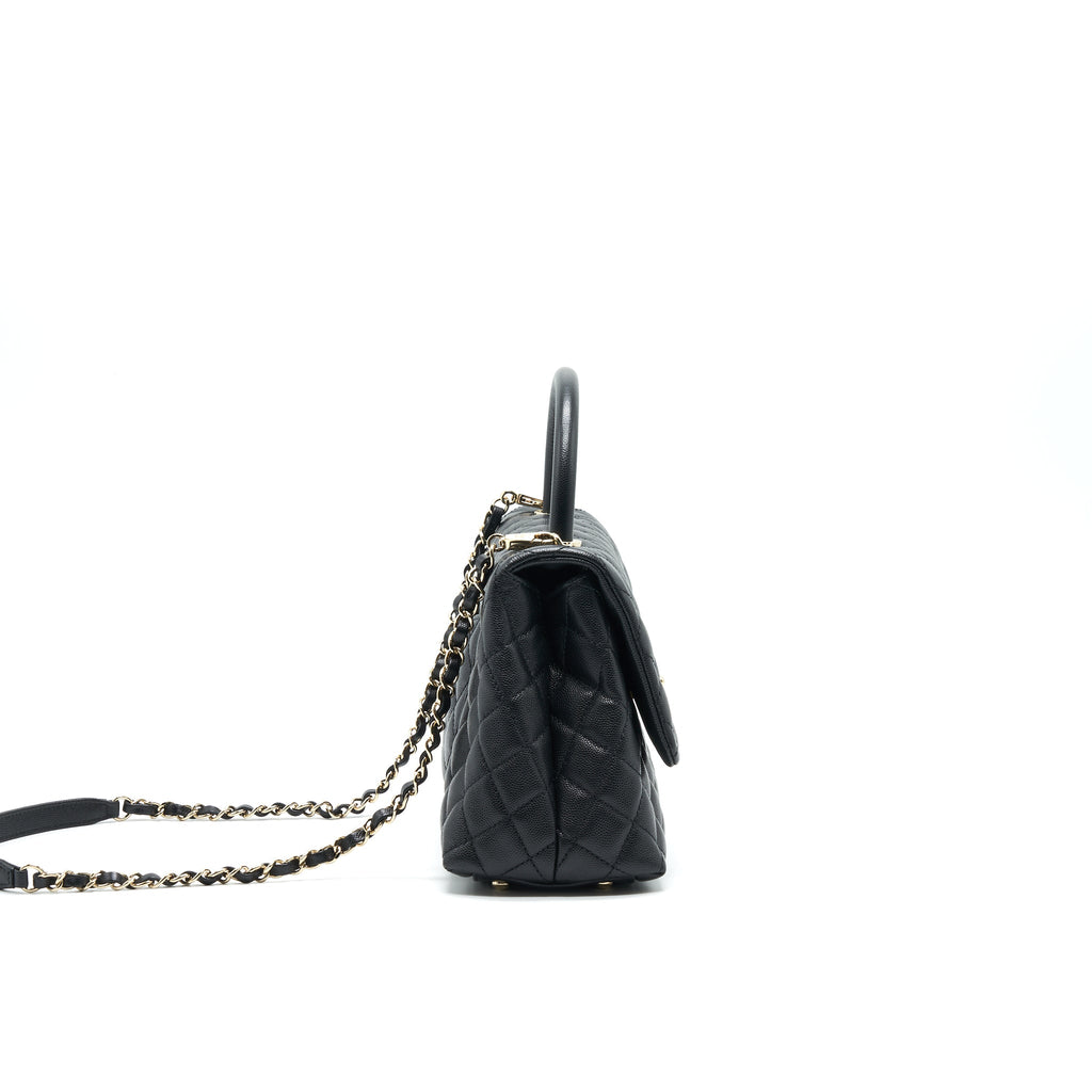 CHANEL SMALL COCO HANDLE FLAP BAG CAVIAR BLACK LGHW