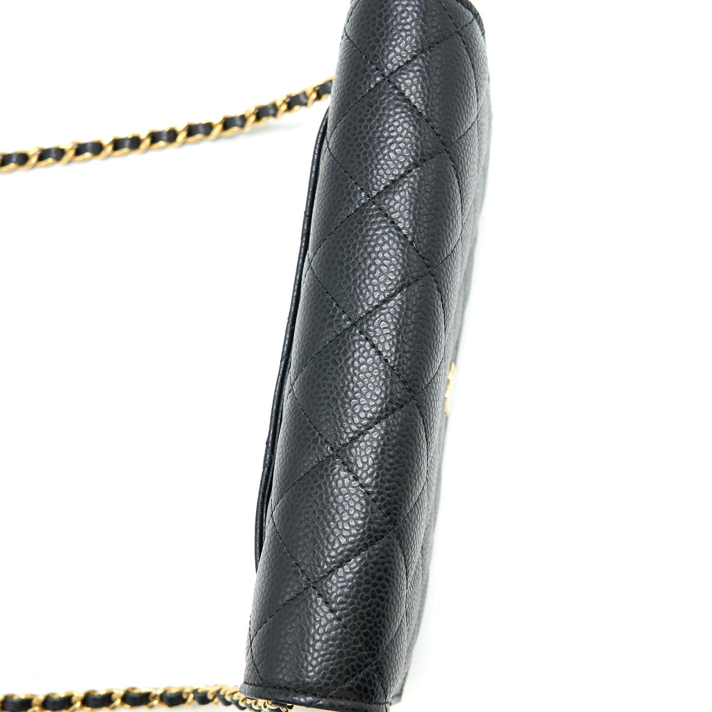CHANEL CLASSIC WALLET ON CHAIN CAVIAR BLACK GHW (MICROCHIP)