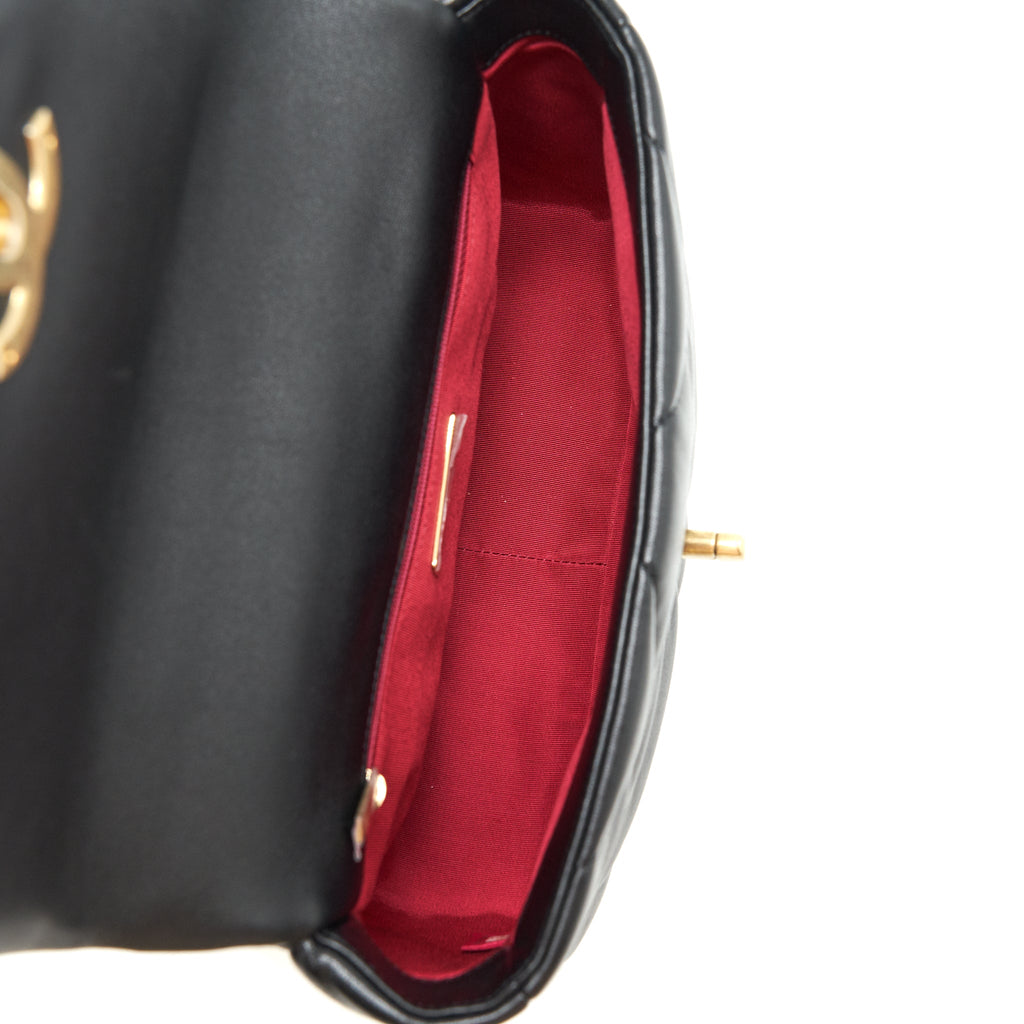 CHANEL 19 FLAP BAG SMALL LAMBSKIN BLACK GOLD/SLIVER HARDWARE