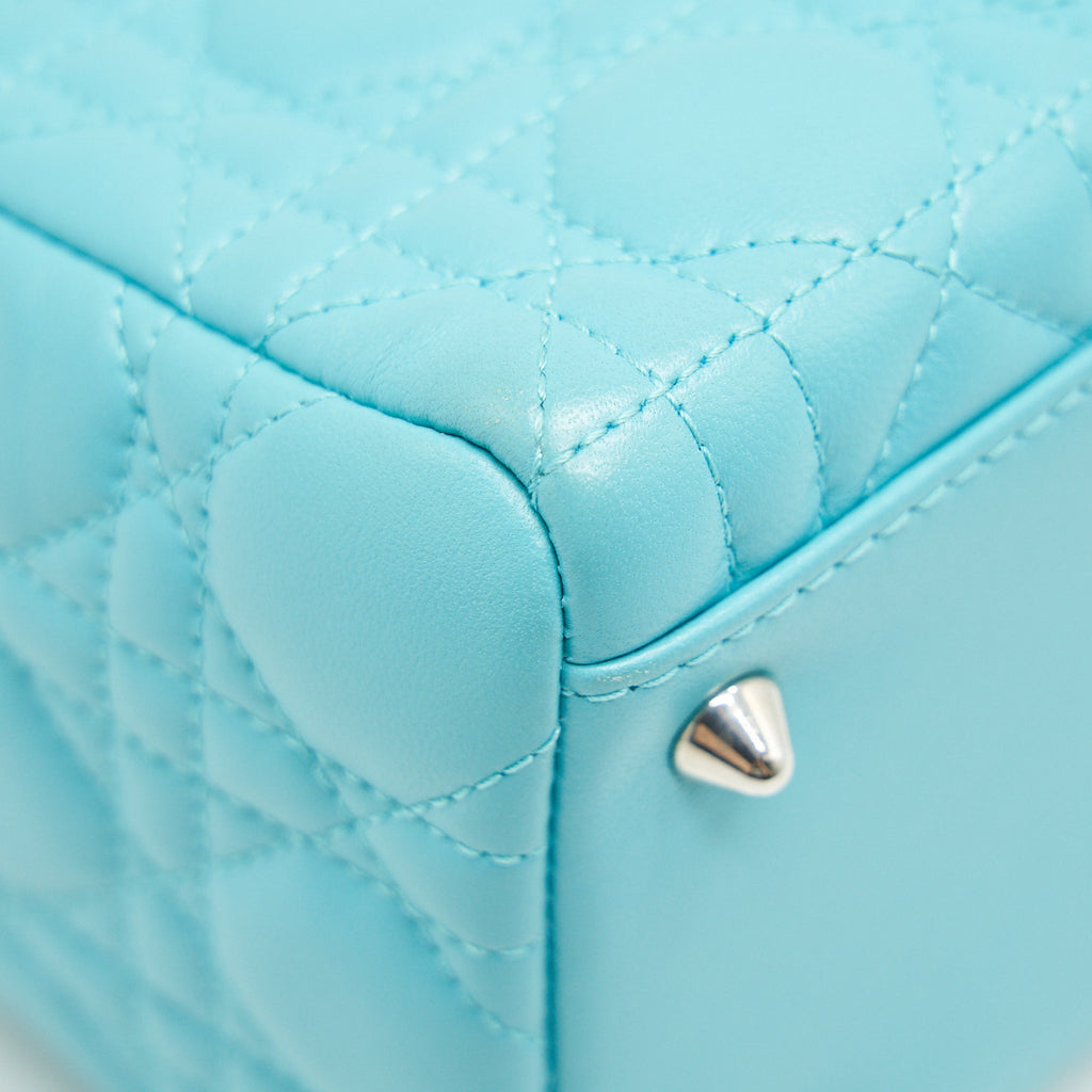 DIOR MEDIUM LADY DIOR LAMBSKIN BLUE SHW