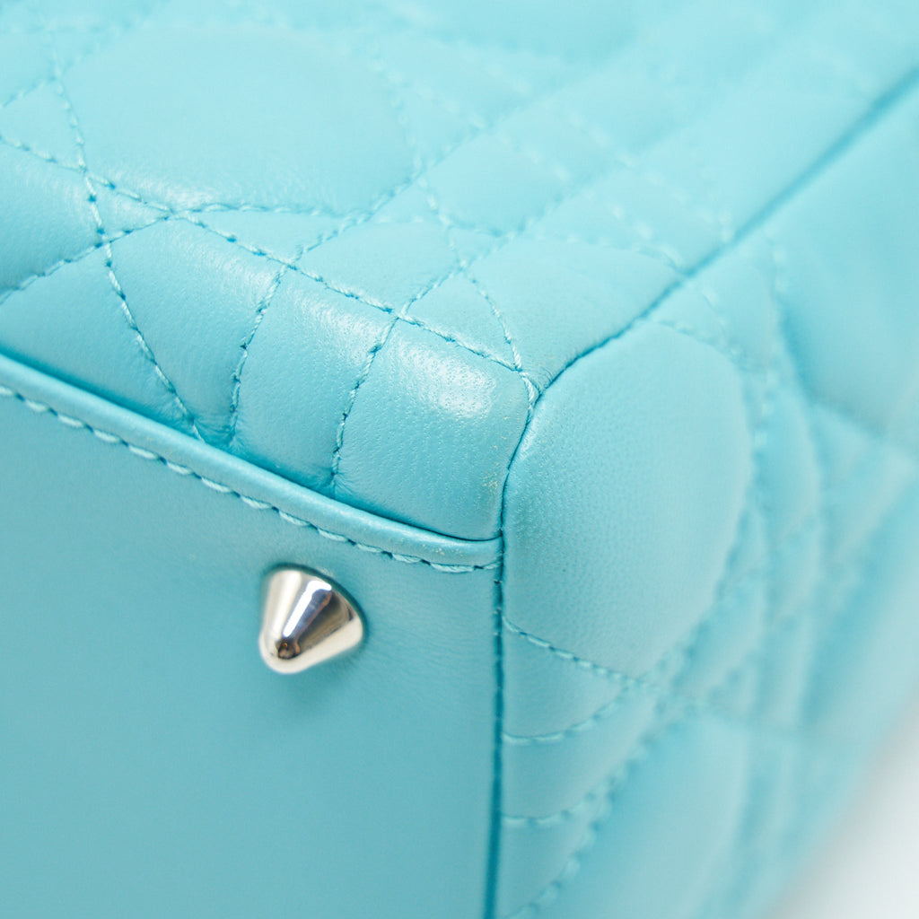DIOR MEDIUM LADY DIOR LAMBSKIN BLUE SHW