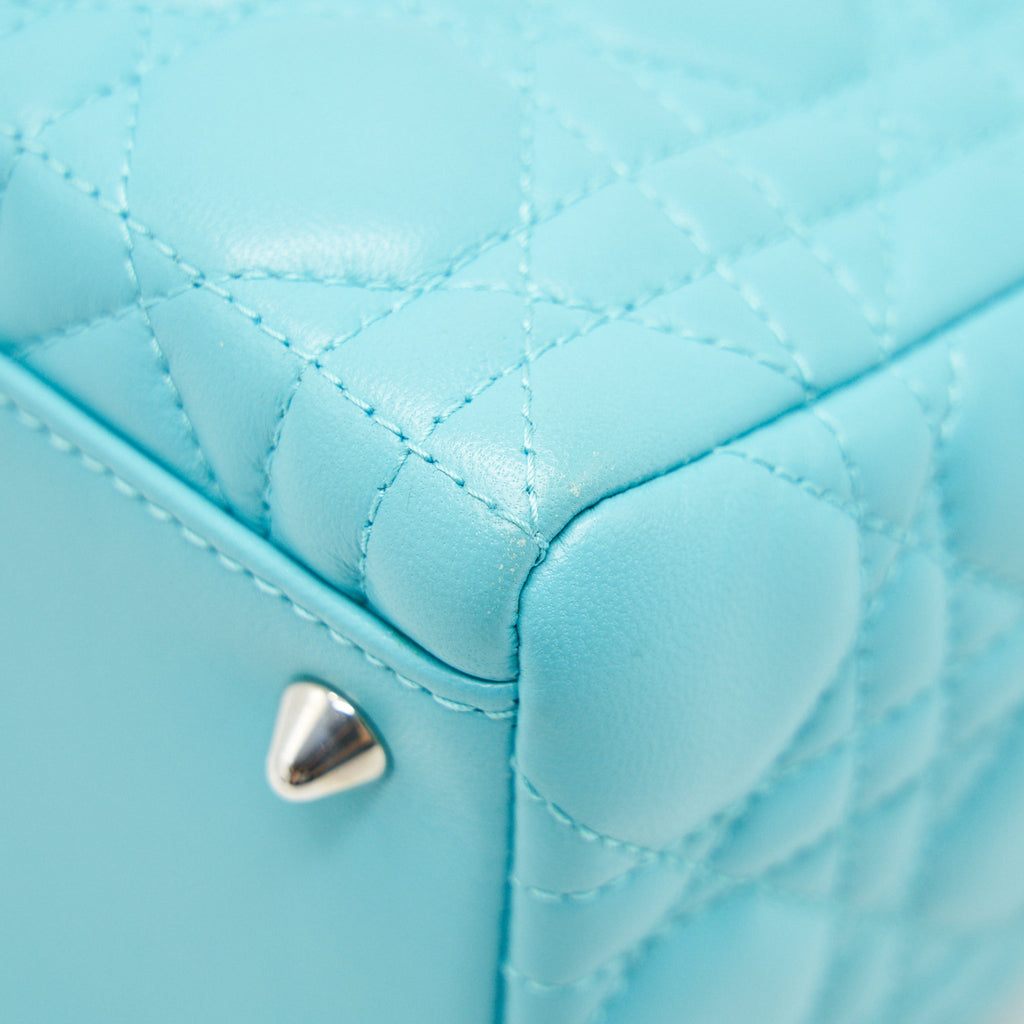 DIOR MEDIUM LADY DIOR LAMBSKIN BLUE SHW