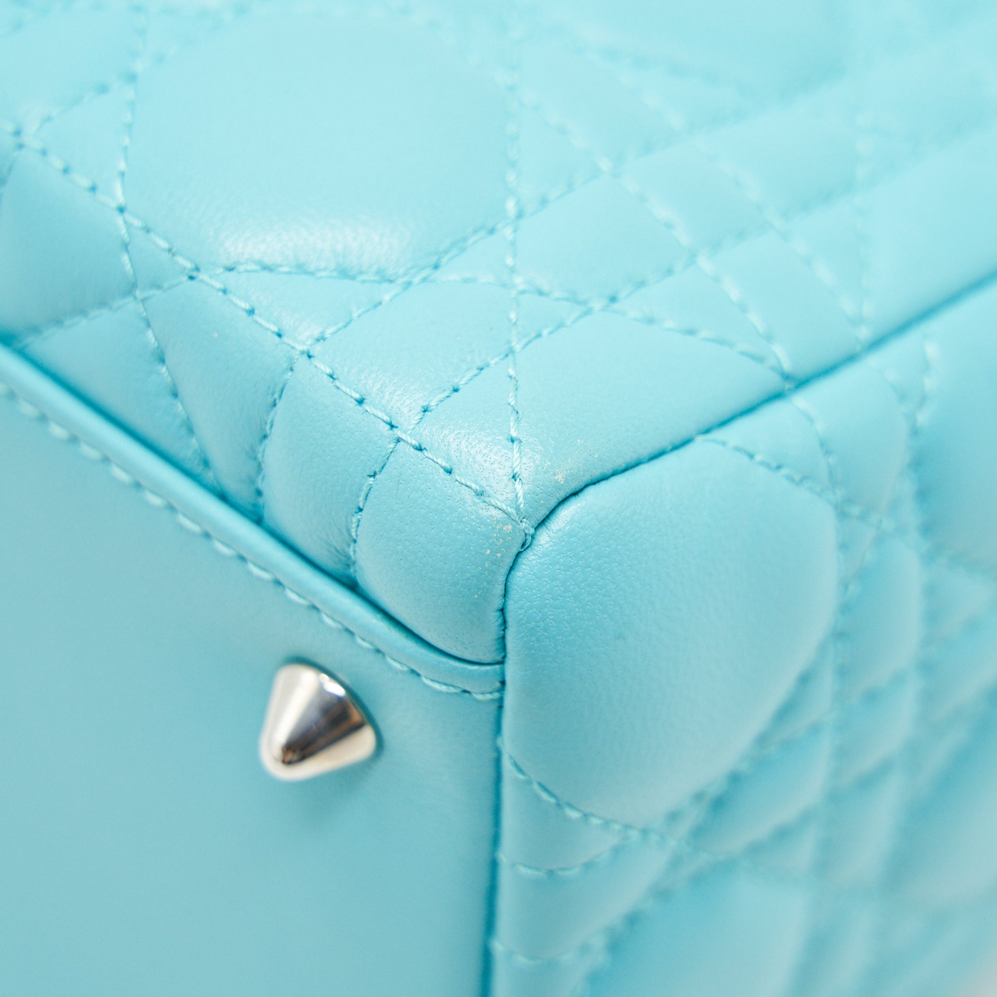 DIOR MEDIUM LADY DIOR LAMBSKIN BLUE SHW