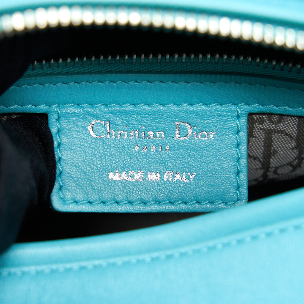 DIOR MEDIUM LADY DIOR LAMBSKIN BLUE SHW