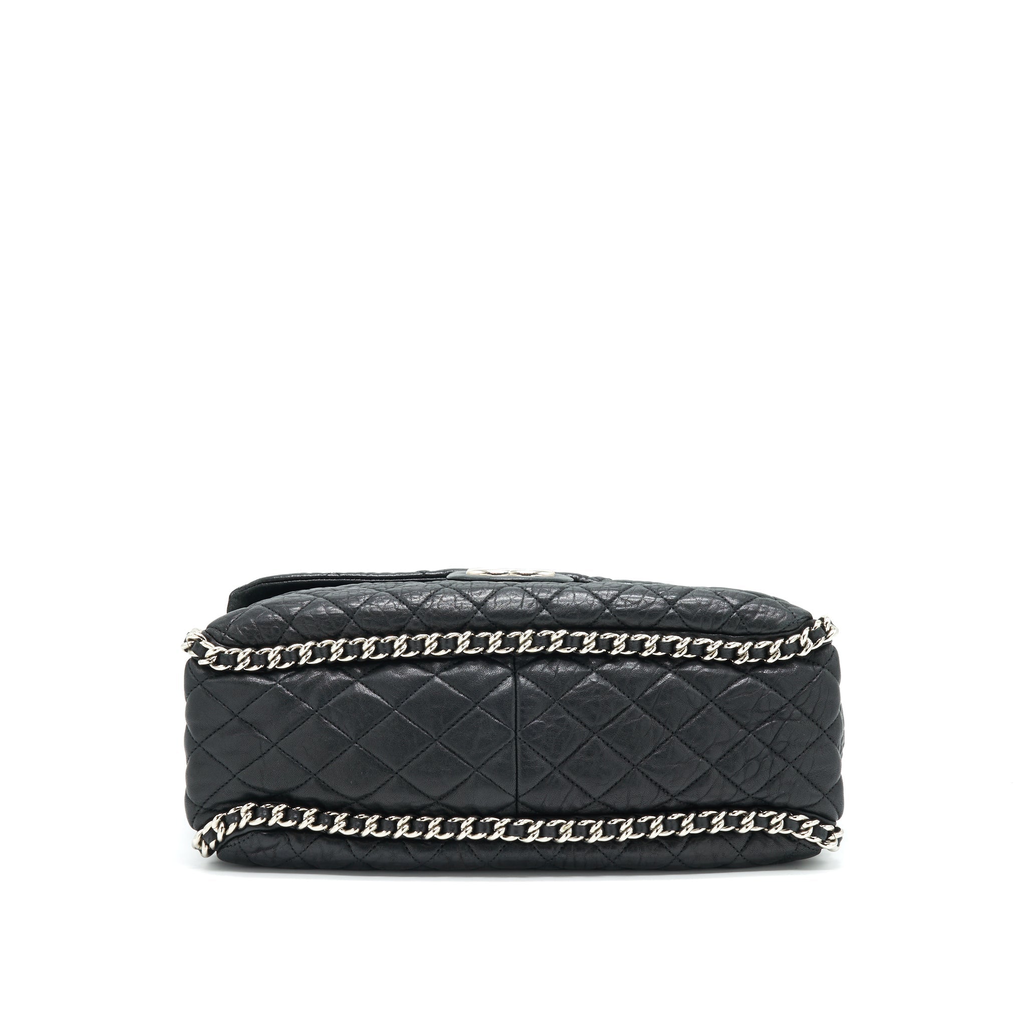 CHANEL QUILTED LEATHER CHAIN AROUND MAXI BLACK RUTHENIUM HARDWARE