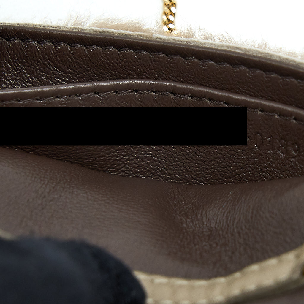 FENDI NANO BAGUETTE CHARM BAG WITH CHAIN BROWN/ CREAM GHW