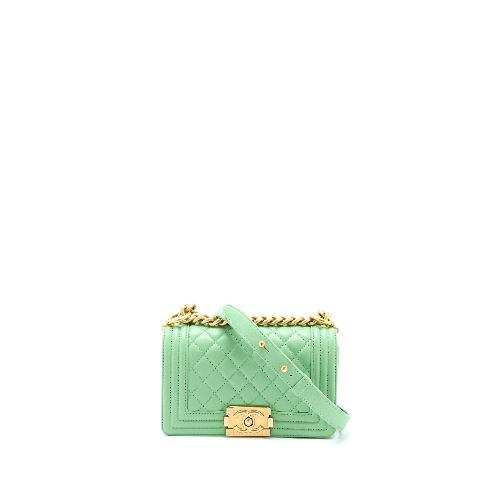 CHANEL SMALL BOY BAG CALFSKIN GREEN GHW