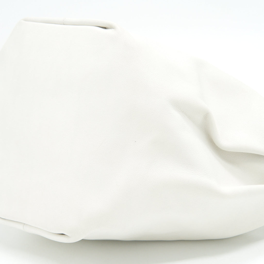 BOTTEGA VENETA DOUBLE KNOT LEATHER SHOULDER BAG WHITE