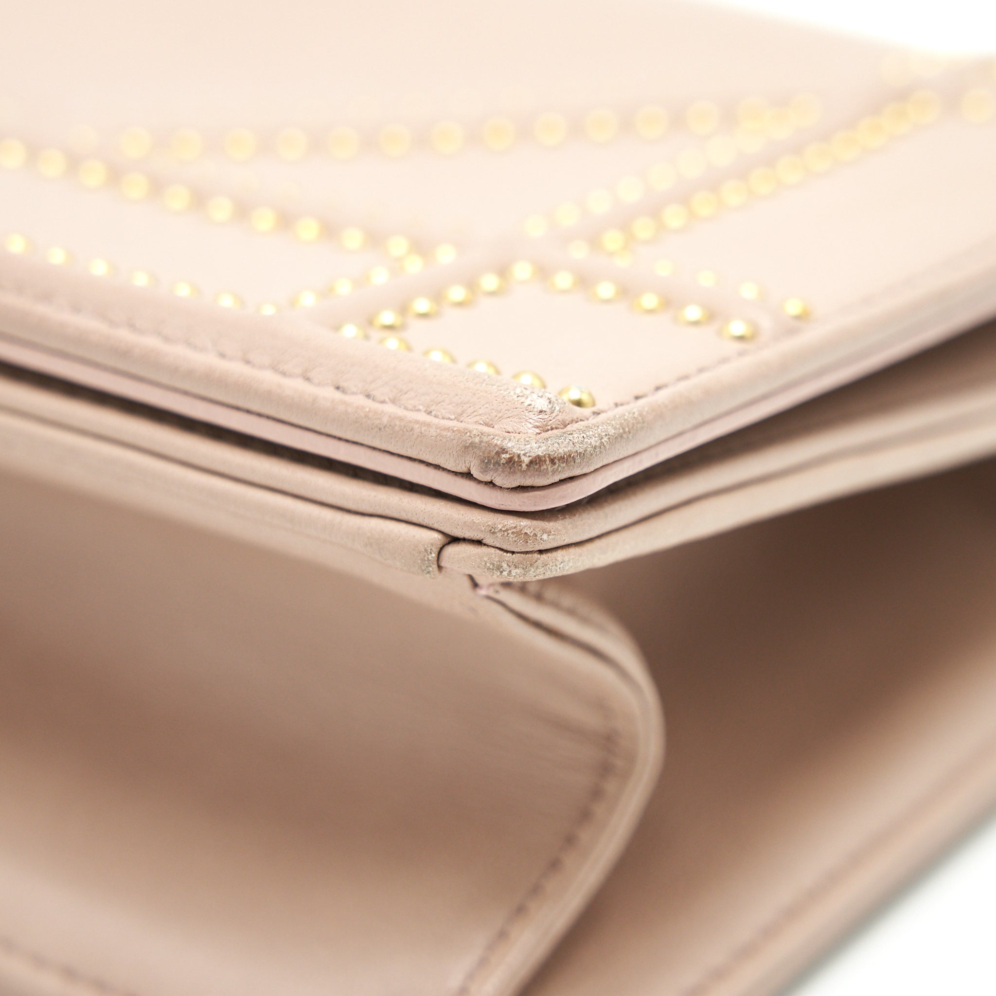 DIOR SMALL STUDDED DIORAMA BEIGE GHW