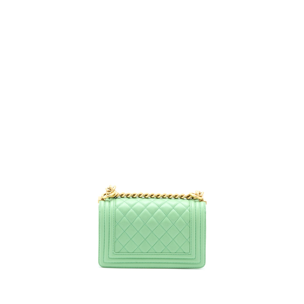 CHANEL SMALL BOY BAG CALFSKIN GREEN GHW