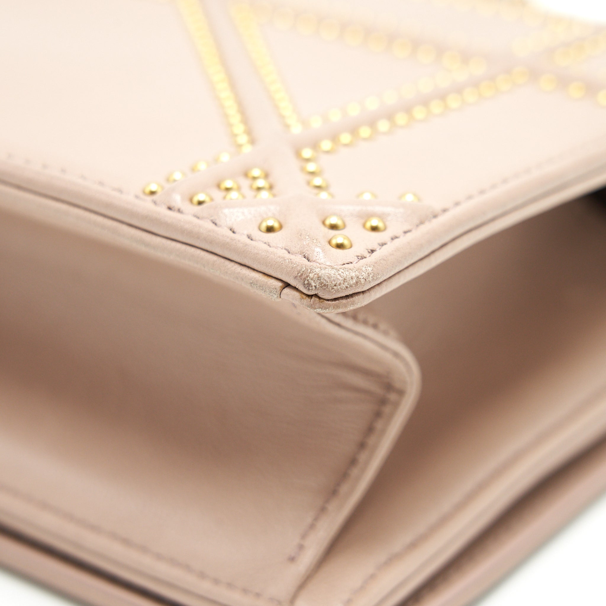 DIOR SMALL STUDDED DIORAMA BEIGE GHW