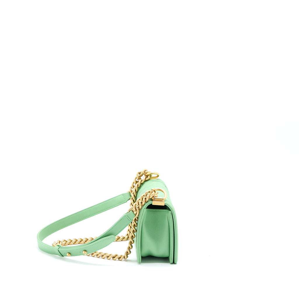 CHANEL SMALL BOY BAG CALFSKIN GREEN GHW