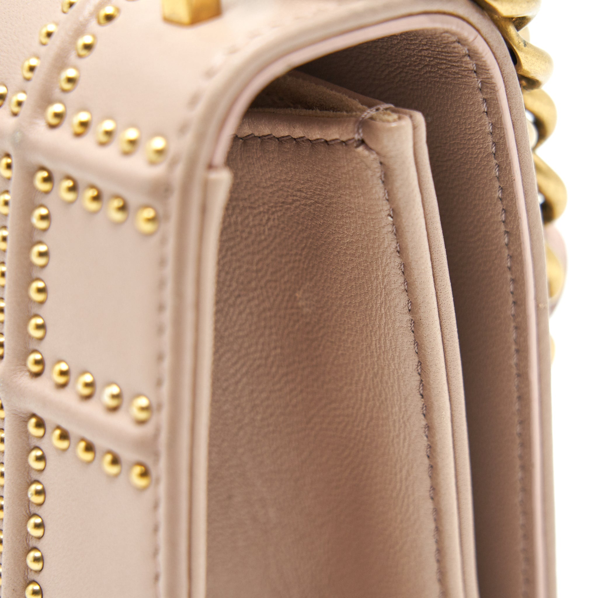 DIOR SMALL STUDDED DIORAMA BEIGE GHW