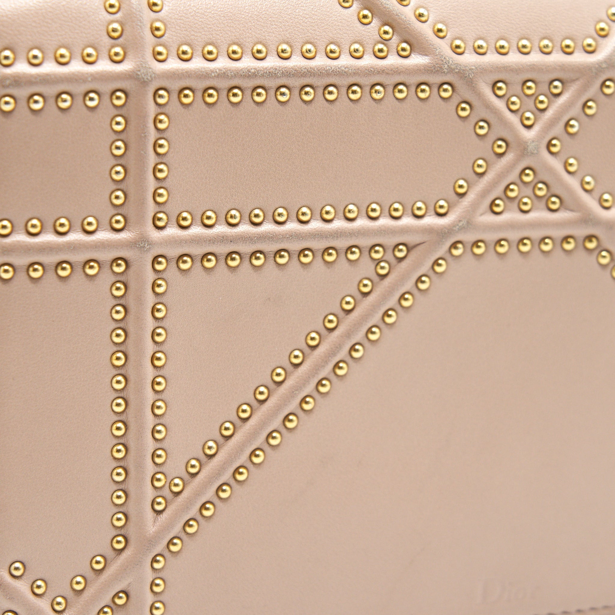 DIOR SMALL STUDDED DIORAMA BEIGE GHW