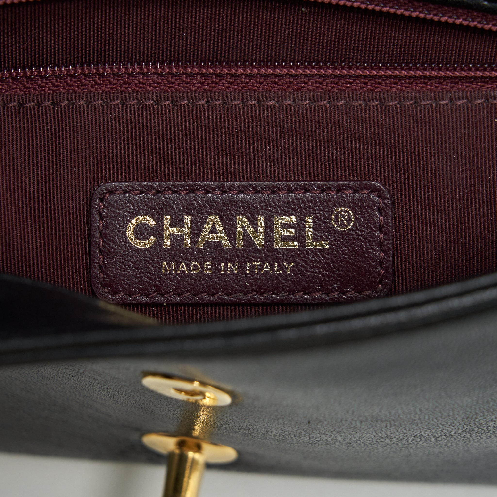 CHANEL CC LOGO FLAP BAG LAMBSKIN BLACK GHW