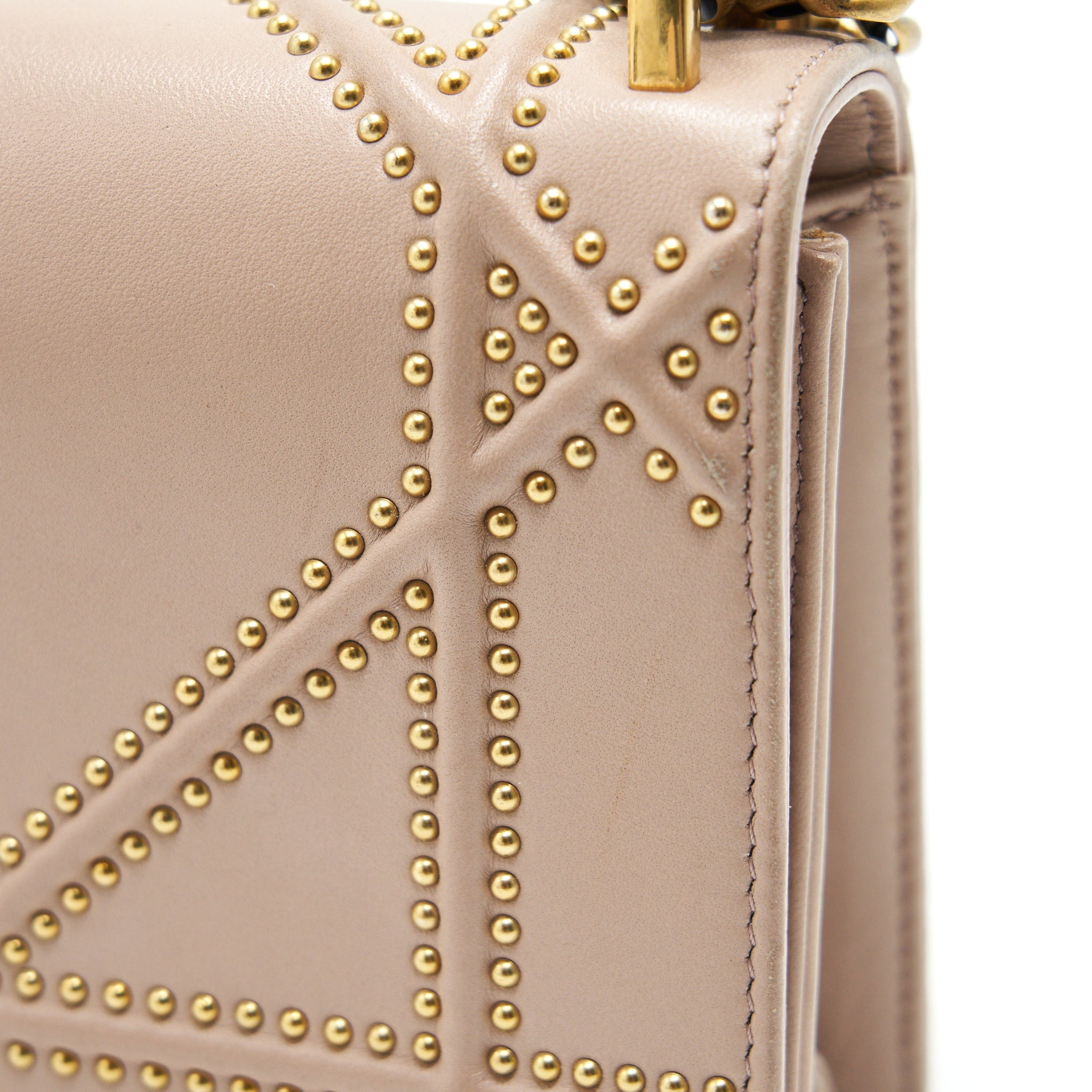 DIOR SMALL STUDDED DIORAMA BEIGE GHW
