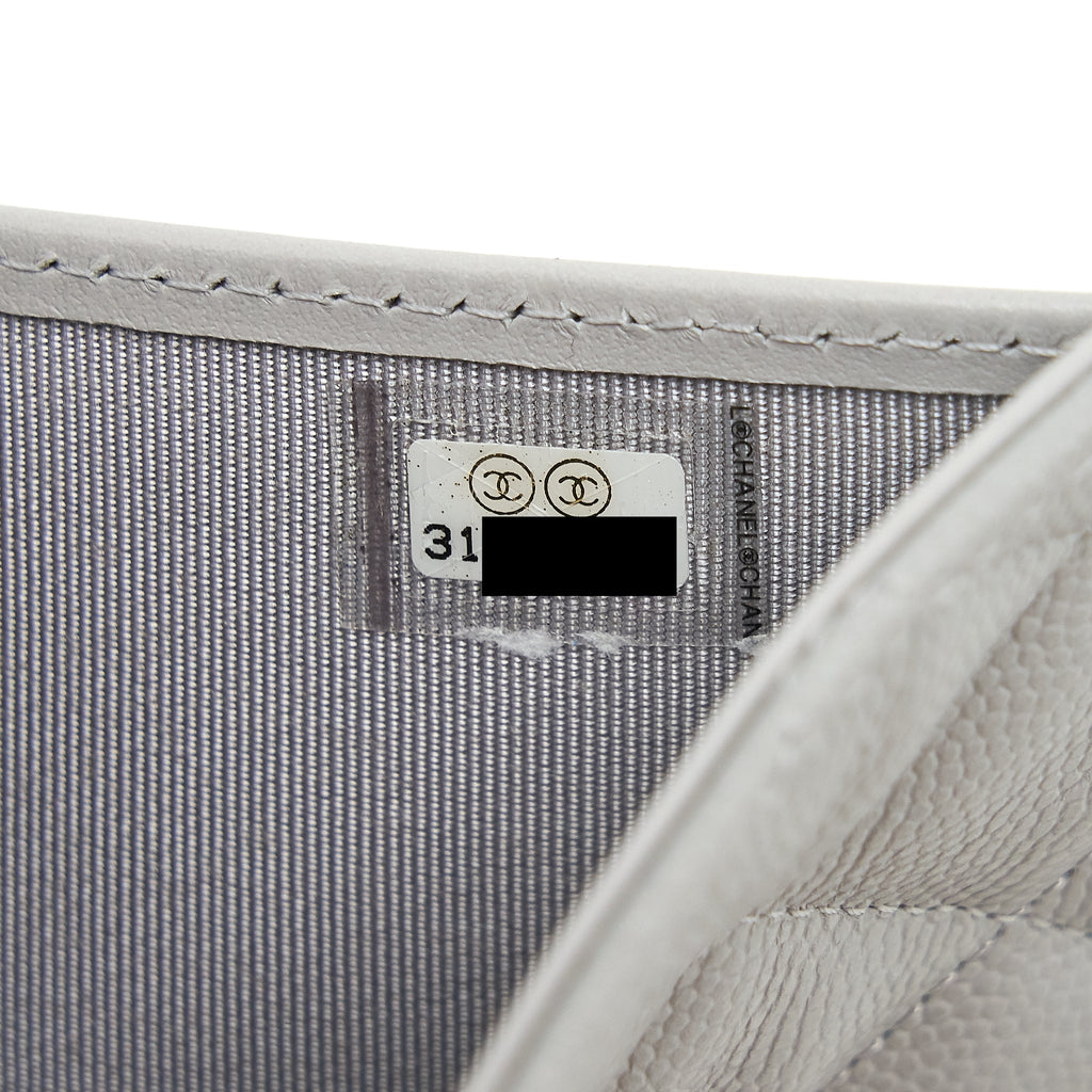 CHANEL CLASSIC SMALL FLAP WALLET CAVIAR GREY LGHW