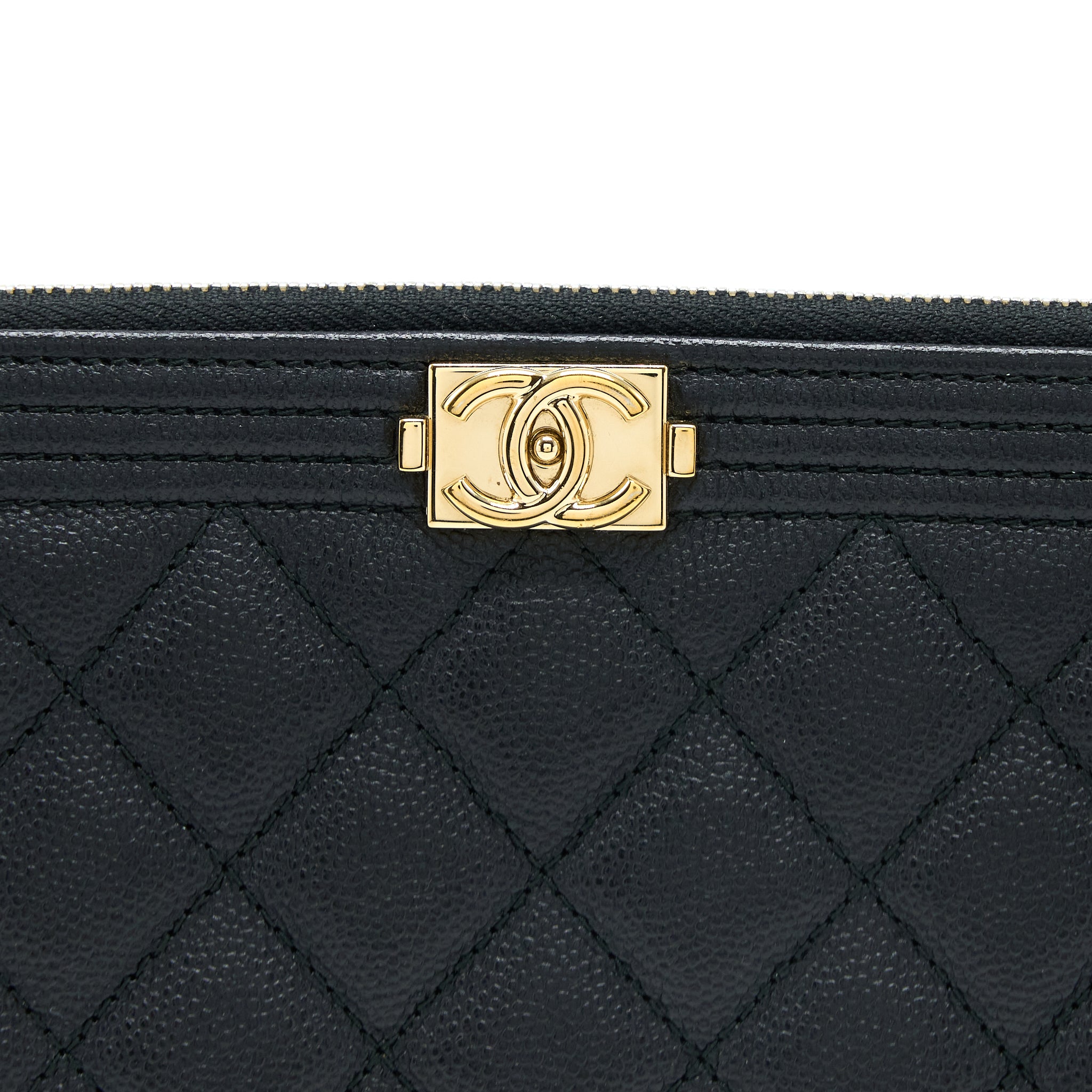 CHANEL BOY CLUTCH CAVIAR BLACK GHW