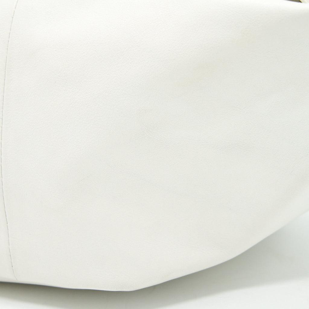 BOTTEGA VENETA DOUBLE KNOT LEATHER SHOULDER BAG WHITE